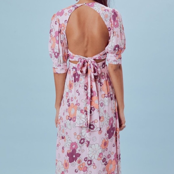 For Love & Lemons Magnolia Maxi Dress Pink Blossom - Picture 3 of 3